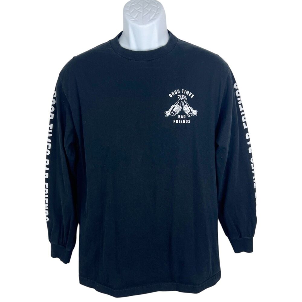 Lurking Class Good Times Bad Friends Shirt Men Medium Black Long Sleeve Crew Tee